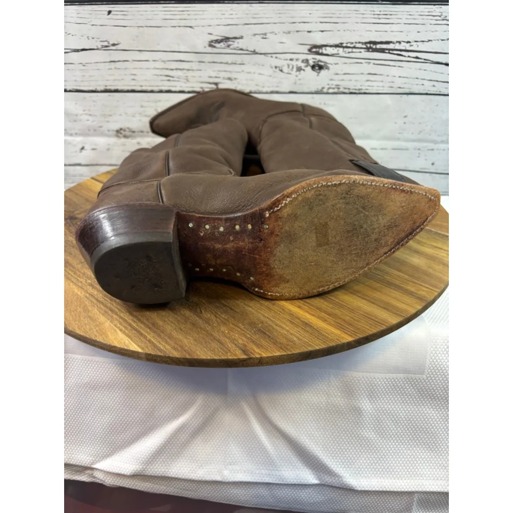 Women's Justin Brown Leather Heeled Cowboy Boots Size 7 - Picture 10 of 13